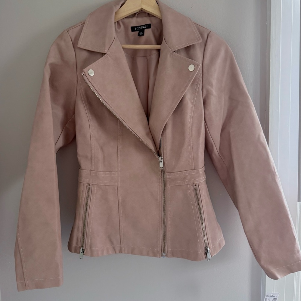 NWT Soft Pink Faux Leather Moto Jacket